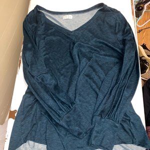 Womens Green Silk Long Sleeve Shirt Size XXL Maurices